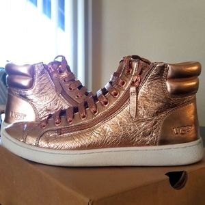 Ugg Olive Metallic High Top Leather Sneaker
